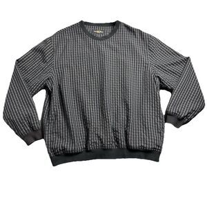 Golden Bear Mens Large Windbreaker Long Sleeve Jacket Black Plaid Lined Golf EUC
